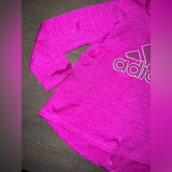 Girls Dark Pink Adidas Long Sleeve Hooded Shirt Size 2t - Picture 2 of 8